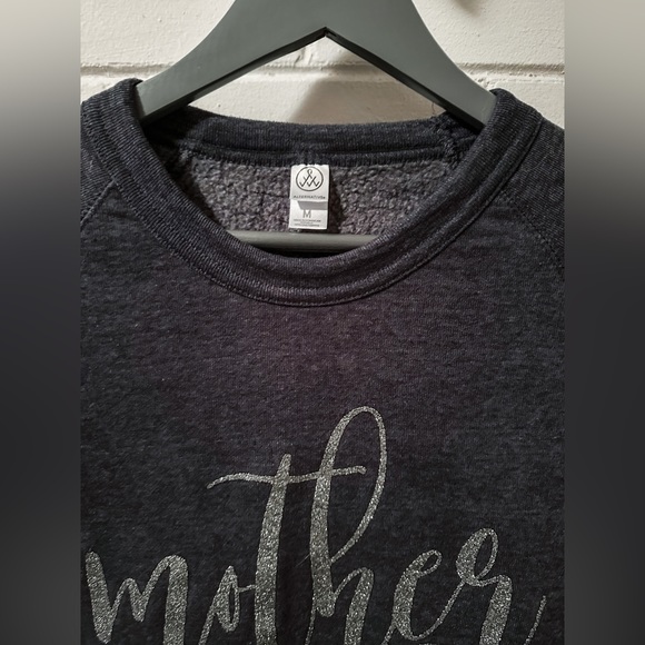 Sweetees - Mother Hustler - fleece sweater - Heather Blue w Silver Glitter sz M - Picture 3 of 7